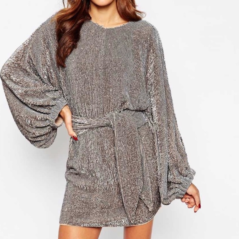 ASOS RED CARPET SEQUINED MINI CAFTAN DRESS | US 6